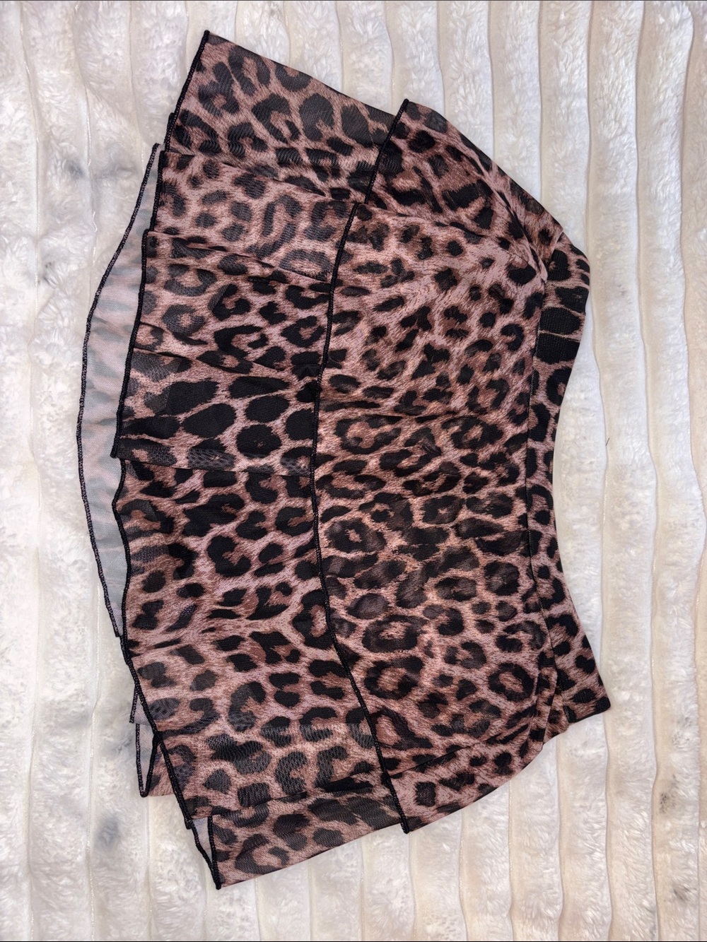 Leopard Print Tiered Mini Skirt - Pink